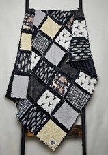 New Handmade Woodland Animals Minky Rag Quilt Crib, Toddler Blanket, Throw 
