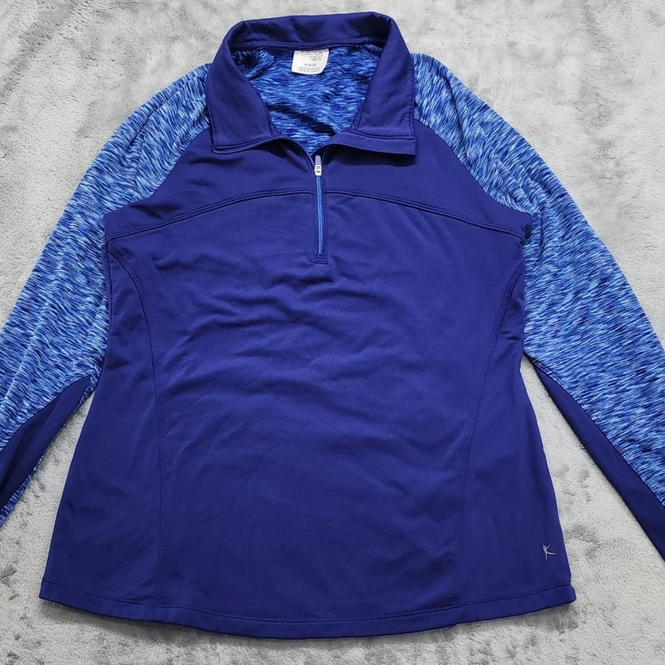Chaqueta Danskin Now Mujer M Azul 1/4 Cremallera Manga Larga Pulgares Pullover Entrenamiento Foto 2 de 4
