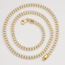 5mm Two-Tone Ice Link Chain 14K Yellow Gold-Plated Silver 925 Italy