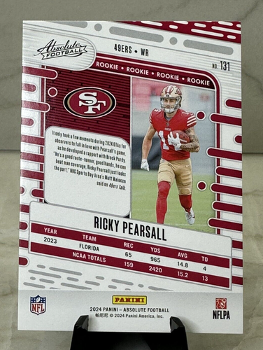 2024 Absolute, RICKY PEARSALL (RC) /50 "Blue Spectrum" - SAN FRANCISCO 49'ERS - Picture 3 of 3