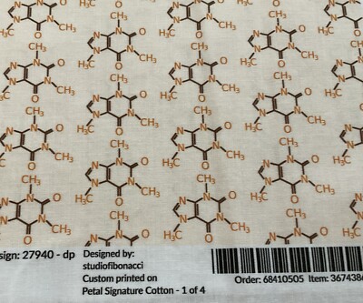 36  X 29  Design By Studio Fibonacci Cotton Fabric Chemical Symbol For Caffeine 