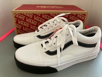 color block old skool vans white and black