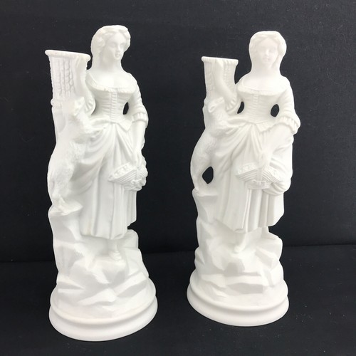 Set of 2 Portmeirion Parian Ware Bisque Candle Sticks The Shepherdress 9 3/4" T - Picture 11 of 21
