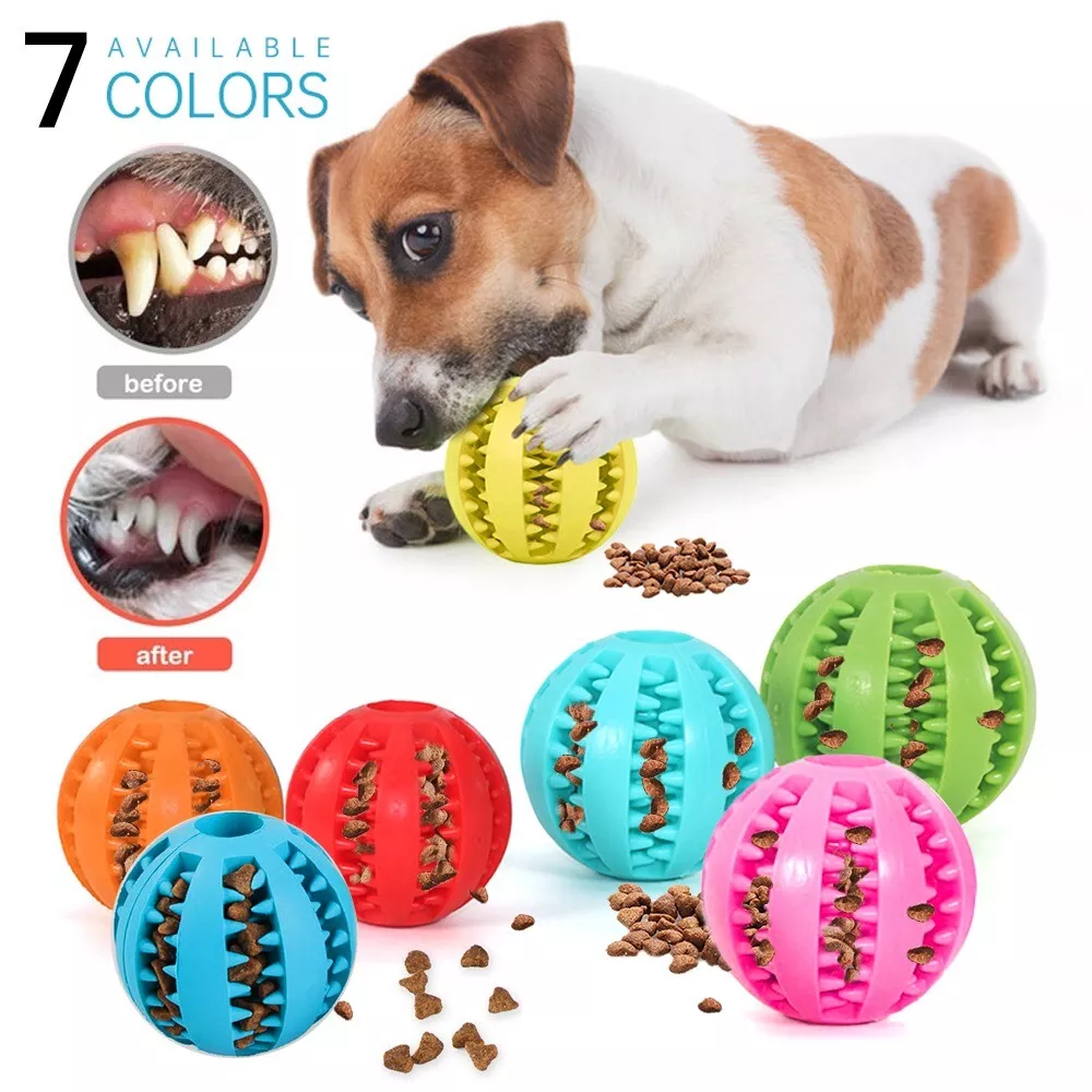 Dog Treat Ball Interactive Chewy Toy Tooth Cleaning Food Giver Pet Dog