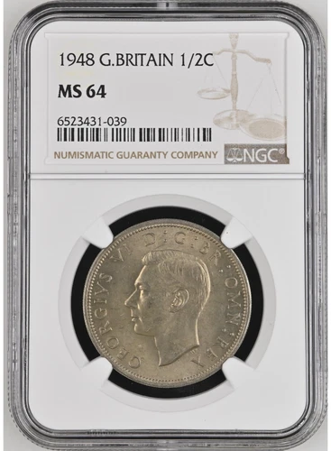 GREAT BRITAIN Half Crown 1948, NGC MS 64 Gem UNC / BU, Lustrous Quality.  B3