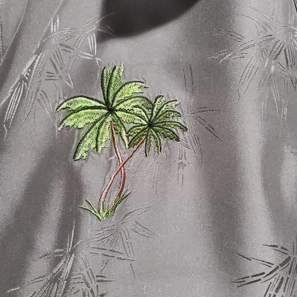 Camisa vintage BC Ethic para hombre L 100 % seda camisa hawaiana palmeras Aloha salón Tiki Foto 2 de 4