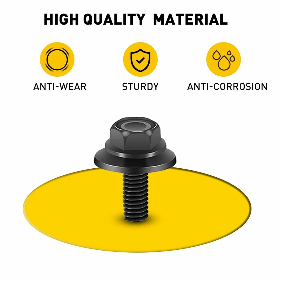 40X parafusos de carroceria parafuso para-lama prendedor M6-1.0x 16mm hexagonal-longo-10mm arruela 17mm - Imagem 4 de 4