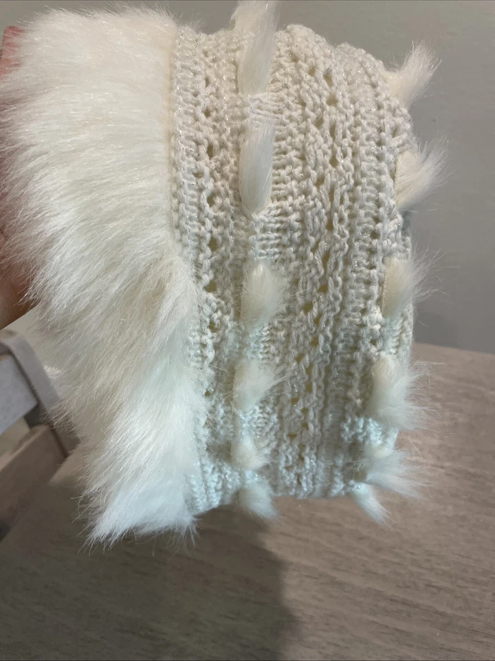 AEO Neck Scarf - Headband Faux Fur Ivory- Adorable Snow Bunny — 第 3/4 张图片