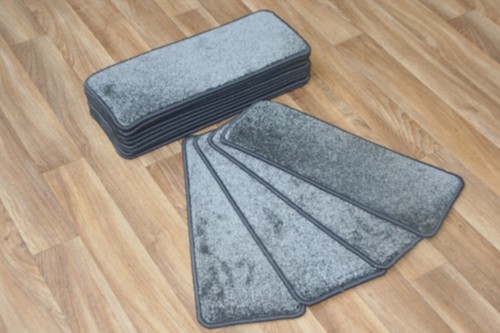 14 Carpet Stair Case Treads Majestic Grey 609 Saxony Large Pads! - Picture 3 of 6