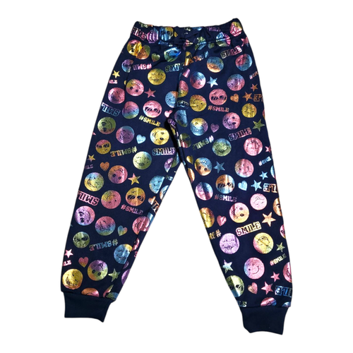 2-Pack Holographic Smiley Jogger Pants – Navy & Pastel Blue (Sizes 5/6 and 6X) - Picture 3 of 12