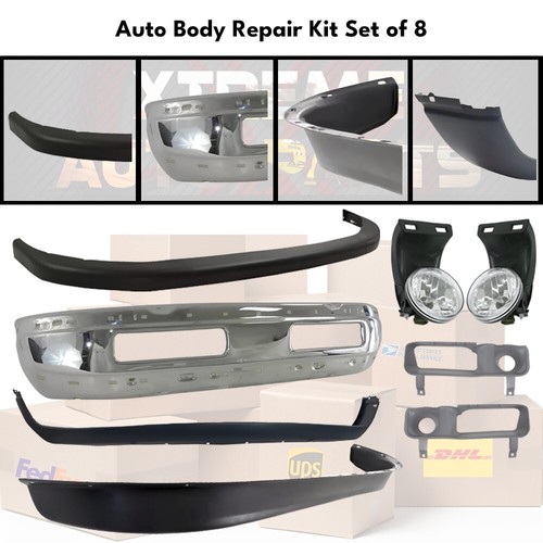 Front Bumper Chrome & Fog Lights Kit For 1994-2002 Dodge Ram 1500 2500 3500 - Picture 2 of 8