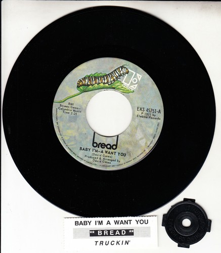 BREAD Baby I'm A Want You 7" 45 rpm vinyl record + juke box title strip  - Picture 1 of 1