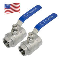 1 inch Ball Valve,Female NPT 316 Stainless Steel Full Port,2-Piece, 2Pack