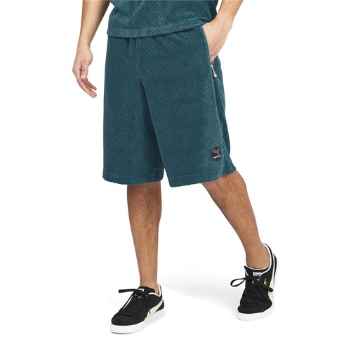 Puma X Pronounce Towelling Long Shorts Mens Blue Casual Athletic Bottoms 534035-