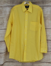 Stafford Mens Dress Shirt 16 32/33 Yellow Long Sleeve Button Up Classic Fit