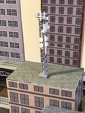 O Scale Cell Tower and Microwave Antenna Customizable Structure Kit - 7 In Tall