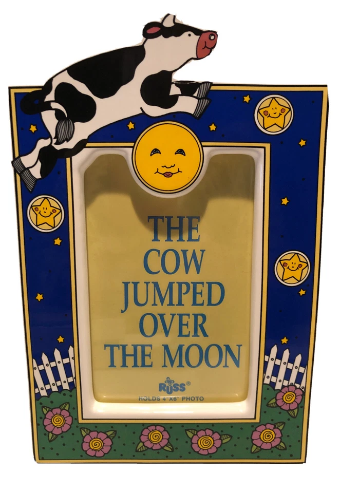 RUSS Ceramic Cow Jumped Over the Moon Nursery Rhyme Photo Frame For 4" X 6" NEW - Image 2 of 4