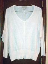 Ethereal by Paper Crane Ivory VNeck Batwing Lightweight Cableknit Sweater Top-S*