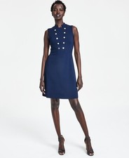 TOMMY HILFIGER Navy Sleeveless Work Fit & Flare Blue Dress 6