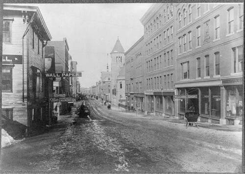 Water Street, Augusta, comté de Kennebec, Maine, ME, c1901, bâtiments, papier peint - Photo 1/1
