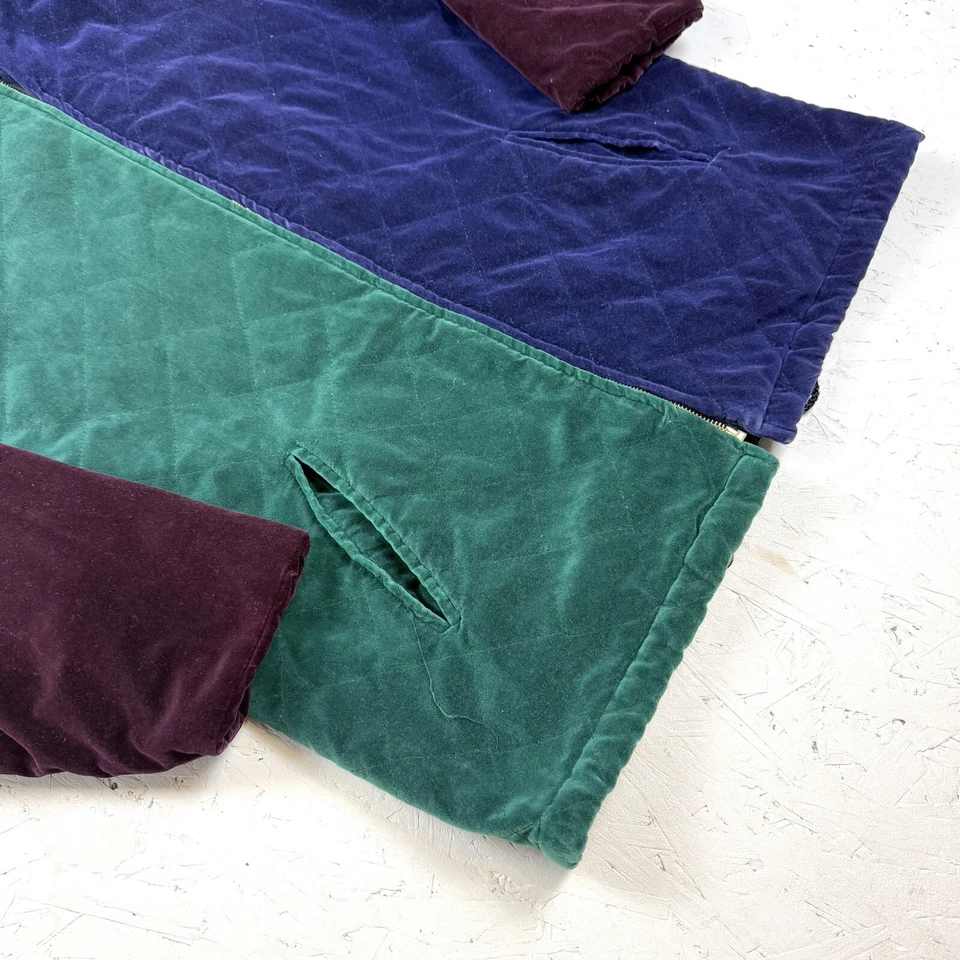 Laura Jeffries Vintage Velvet Feel Jacket Size S Cotton Hooded Full Zip 90s 80s - Image 3 of 4