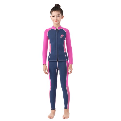 Girls Boys Thermal 2.5mm Wetsuit Set Upf 50+ Rash Guard Shirts With Leggings - Picture 2 of 40