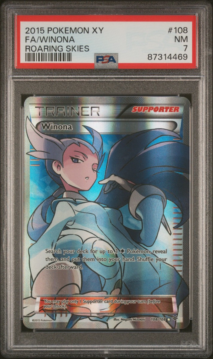 2015 POKEMON ROARING SKIES WINONA #108 FULL ART HOLO PSA 7