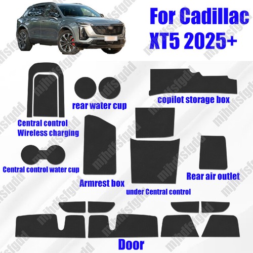 For Cadillac XT5 2025+ Black Leather car Box Nonslip Mat Pad Set Kit