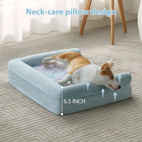 Large Waterproof Couch Dog Bed for Medium Dogs - Soft Rose Pattern Design - Picture 5 of 9