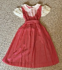 Vintage Girls Red / White Polka Dot Dress by Cinderella Frocks Long w/ Lace