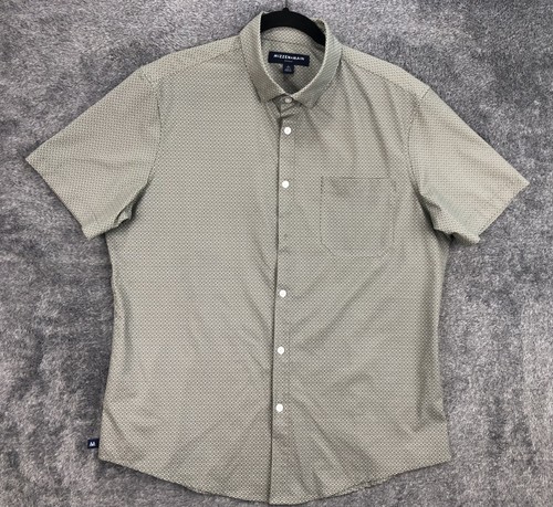 Mizzen + Main Hemd Herren Large Trim Fit Grün Geometrisch Leeward Knopfleiste Stretch