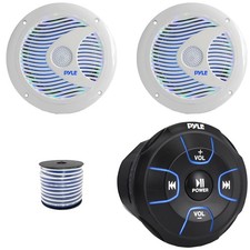 Pyle PLMRBT18 Bluetooth Marine Controller, 2x 6.5'' 150W Max Dual Cone Speakers