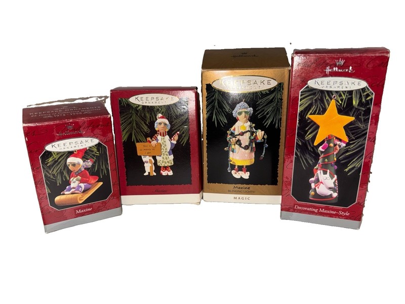 Lot Of 4 Maxine Hallmark Ornaments Lights And Motion This Is A merry As I Get