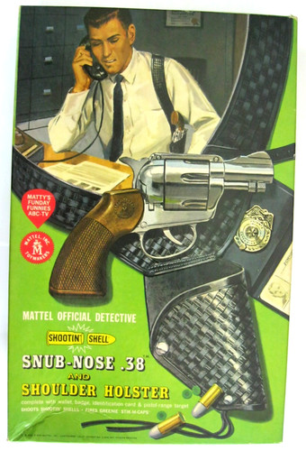 Mattel Shootin' Shell Snub Nose .38 Private Detective Cap Gun Set w/Original Box
