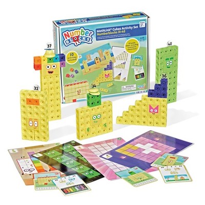 hand2mind Numberblocks 31-40 MathLink Cubes 10.75 inches, Multiple Colors 