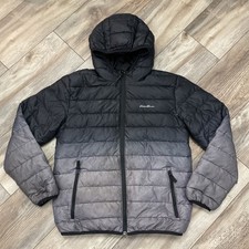 Eddie Bauer Duck Down Puffer Jacket Youth Sz L 14-16 Black Lightweight