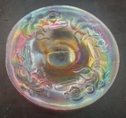FANTASTIC VINTAGE CARNIVAL FENTON MARIGOLD KITTENS PLATE WITH BLUE IRIDESCENCE