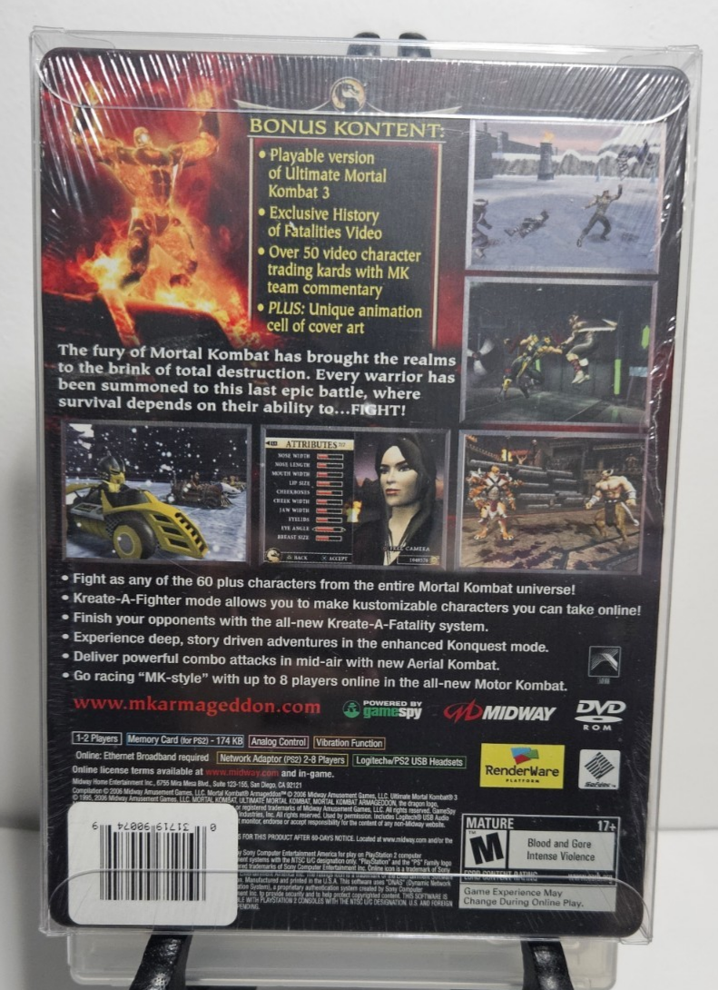 Mortal Kombat Armageddon KANO Premium Edition PS2 Steelbook - New
