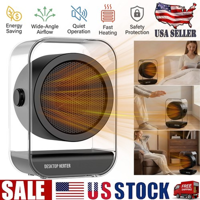#ad 2025 Portable Mini Electric Heater Fan Winter Air Warmer Silent Desk Home Office $13.99