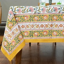 Hand Block Printed Tablecloth, Wedding Gift, Use for Dining Table Decor