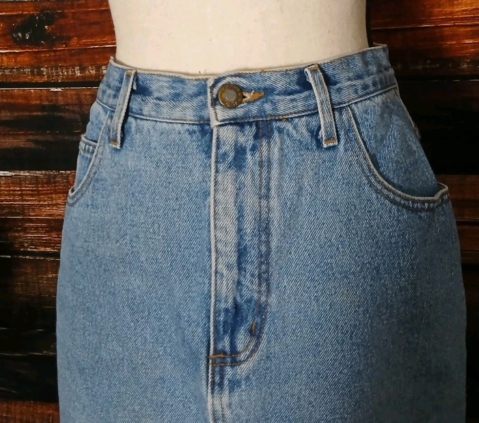 GUESS Mini Falda Jean 28 Tiro Alto Azul Denim 100% Algodón Hecha en EE. UU. De Colección Años 80 Foto 4 de 4