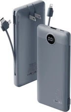 Portable Charger Built-in Cables and AC Wall Plug, USB C Power Bank 10000mAh