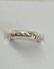 David Yurman 14k Yellow Gold Sterling Silver Diamond Metro Band Size 6.75