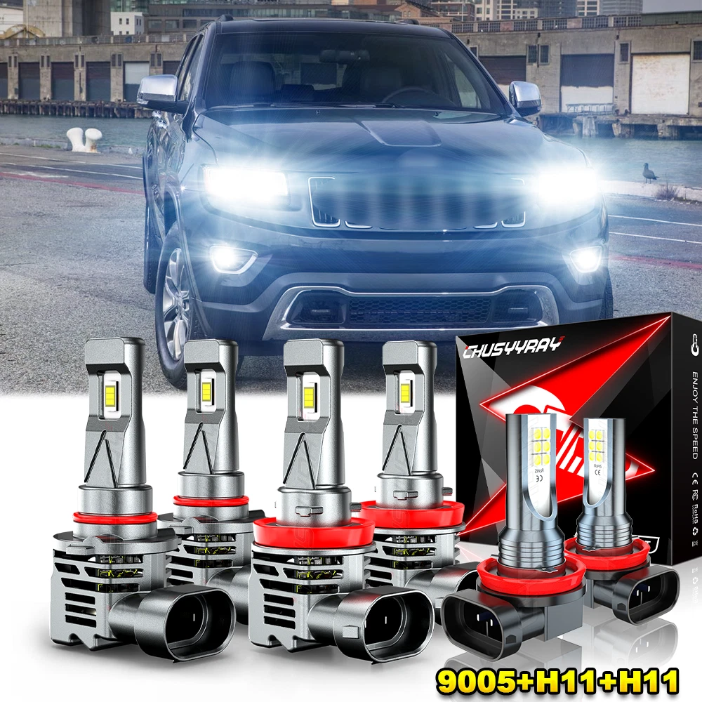 For Jeep Grand Cherokee 2015-2018 6x LED Headlight High Low Beam Fog Light Bulbs