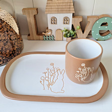 1 Becher + Unterteller Gedeck Geschirr Set Porzellan Frühling Ostern Osterhase