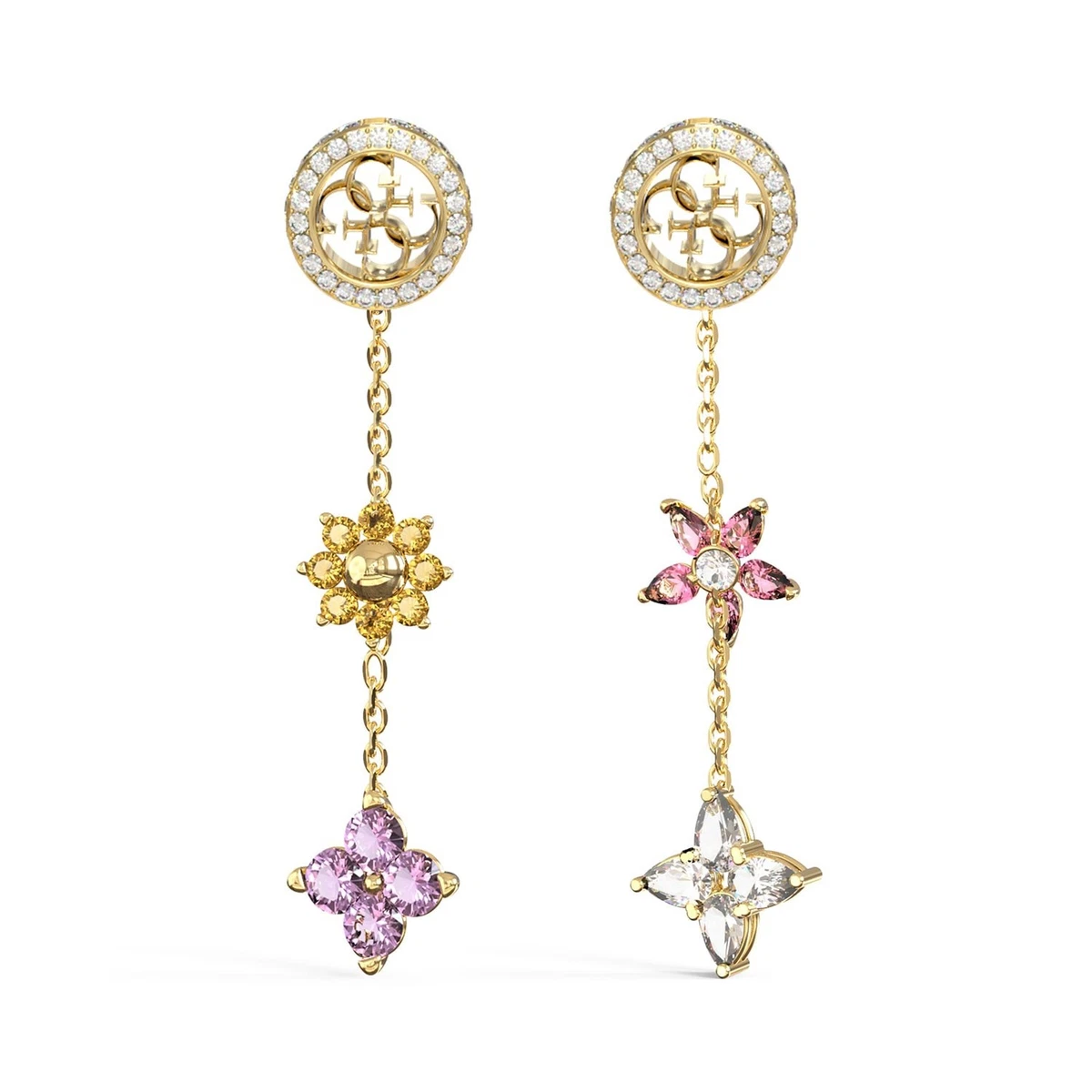 GUESS Orecchini a bottone con pietra di cristallo arcobaleno