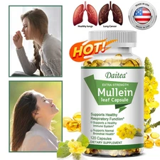 Mullein Leaf Capsules Support Lung Cleanse Respiratory Function 120 Softgels