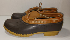 LL Bean Rubber Moc Boots Women s 9 Shoes Duck Brown Leather Low Slip On USA