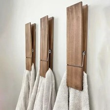 Holz Wäscheklammer Bad Handtuchhalter Wandmontage rustikal