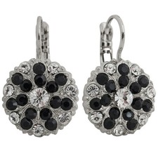 MARIANA Rhodium Plated CHECKMATE Black Clear Crystal Guardian Angel Earrings